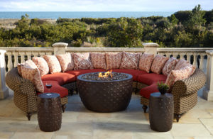 Large Outdoor Sofa around Fire Pit